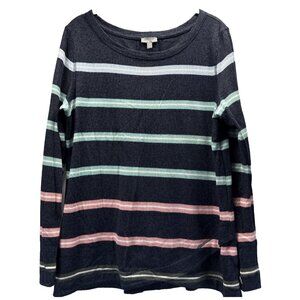 Talbots T Women's Top Sweater Size Med Waffle Knit Colorful Stripe Long Sleeves